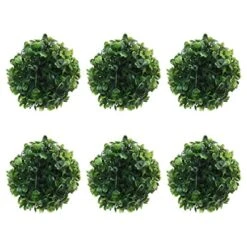 ARTIBETTER 6pcs 10cm Artificial Boxwood Ball Topiary Plants Round For Home Wedding Party Decor Garden Front Patio Planter Deck Backyard Indoor Outdoor Decor Green