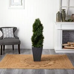 Nearly Natural 5703 Cypress Double Spiral Topiary In Slate Planter, 4' , Green 10 Nearly Natural 5703 Cypress Double Spiral Topiary In Slate Planter, 4' , Green -Artificial Trees Store 51SJADU3VkL