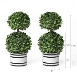 Barnyard Designs Set Of 2 (12.5") Artificial Boxwood Topiary Potted Plant Decorations, Mini Faux Fake Plant Greenery Arrangements In Pots For Office Desk Or Home Decor, 5.5" X 12.5" 14 Barnyard Designs Set Of 2 (12.5") Artificial Boxwood Topiary Potted Plant Decorations, Mini Faux Fake Plant Greenery Arrangements In Pots For Office Desk Or Home Decor, 5.5" X 12.5" -Artificial Trees Store 51SJw1NGClL