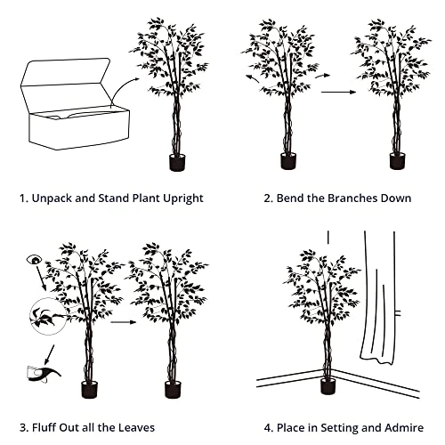 Cozy Castle Artificial Ficus Tree 71in - Faux Indoor Tree For Home Decor, Evergreen 6-Feet Tall Fake Tree Plant, Fake Floor Plant With Sturdy Plastic Nursery Pot For Living Room, Farmhouse, Office 7 Cozy Castle Artificial Ficus Tree 71in - Faux Indoor Tree For Home Decor, Evergreen 6-Feet Tall Fake Tree Plant, Fake Floor Plant With Sturdy Plastic Nursery Pot For Living Room, Farmhouse, Office - Image 5