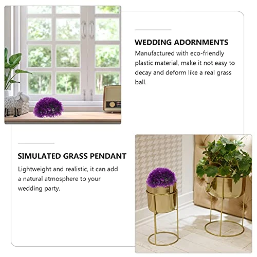 YARDWE 2Pcs Topiary Ball Ornament Artificial Plant Topiary Ball Faux Topiary Tree Substitute Purple Artificial Plant Ball For Indoor Outdoor Wedding Faux Boxwood Sphere Use Greenery Ball 5 YARDWE 2Pcs Topiary Ball Ornament Artificial Plant Topiary Ball Faux Topiary Tree Substitute Purple Artificial Plant Ball For Indoor Outdoor Wedding Faux Boxwood Sphere Use Greenery Ball - Image 3