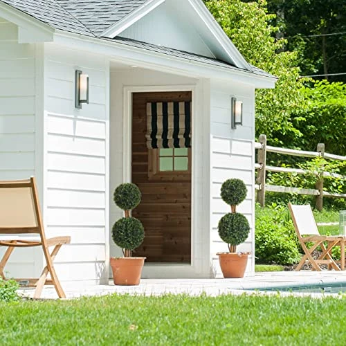 Lifelike Indoor&Outdoor Use 3Ft Boxwood Double Ball Topiary Trees Faux Topiary Tree For Porch,Home,Garden Decor(Set Of 2) 4 Lifelike Indoor&Outdoor Use 3Ft Boxwood Double Ball Topiary Trees Faux Topiary Tree For Porch,Home,Garden Decor(Set Of 2) - Image 2