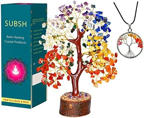 SUBSH Seven Chakra Natural Healing Gemstone Crystal Bonsai Fortune Money Tree For Good Luck, Wealth & Prosperity Home Office Kitchen Décor Spiritual Gift (Golden Wire And 300 Beads) Size 10-12 Inches 13 SUBSH Seven Chakra Natural Healing Gemstone Crystal Bonsai Fortune Money Tree For Good Luck, Wealth & Prosperity Home Office Kitchen Décor Spiritual Gift (Golden Wire And 300 Beads) Size 10-12 Inches - Image 11