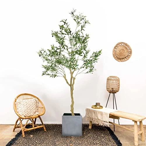 Nafresh Tall Faux Olive Tree,7ft(84in) Realistic Potted Silk Artificial Olive Tree, Fake Olive Trees Indoor With Green Leaves And Big Fruits For Home Office Living Room Bedroom Stairs Foyer Decor. 4 Nafresh Tall Faux Olive Tree,7ft(84in) Realistic Potted Silk Artificial Olive Tree, Fake Olive Trees Indoor With Green Leaves And Big Fruits For Home Office Living Room Bedroom Stairs Foyer Decor. - Image 2