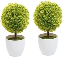 MyGift Tabletop Artificial Topiary Indoor Decor, Fake Plants Faux Purple Boxwood Ball Tree With White Planter Pots, Set Of 2 13 MyGift Tabletop Artificial Topiary Indoor Decor, Fake Plants Faux Purple Boxwood Ball Tree With White Planter Pots, Set Of 2 -Artificial Trees Store 51TCKj1ZqFL. AC