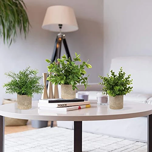 Briful Artificial Potted Plants Set Of 3 Small Faux Plant Eucalyptus Mini Fake Plant Decor For Home Table Office Room Desk Bathroom Shelf Kitchen Rustic Farmhouse Mantel Decoration 5 Briful Artificial Potted Plants Set Of 3 Small Faux Plant Eucalyptus Mini Fake Plant Decor For Home Table Office Room Desk Bathroom Shelf Kitchen Rustic Farmhouse Mantel Decoration - Image 3