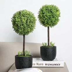 MyGift 13 Inch Realistic Artificial Boxwood Topiary Trees, Faux Tabletop Decorative Plants With Black Pots, Set Of 2 9 MyGift 13 Inch Realistic Artificial Boxwood Topiary Trees, Faux Tabletop Decorative Plants With Black Pots, Set Of 2 -Artificial Trees Store 51TrK6vFBWL