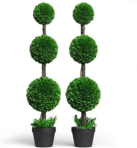Barnyard Designs 3ft (36”) Artificial Boxwood Topiary Ball Plant, Front Porch Home Decor, Faux Fake Plant Decoration, (Single) 11 Barnyard Designs 3ft (36”) Artificial Boxwood Topiary Ball Plant, Front Porch Home Decor, Faux Fake Plant Decoration, (Single) - Image 9