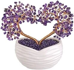 Jovivi Amethyst Crystal Heart Money Tree Healing Gemstone Bonsai Ornament For Wedding Ceremony Reiki Balancing Energy Meditation Feng Shui Wealth & Good Luck Home Indoor Office Decor 7.87"-8.26" -Artificial Trees Store 51UNCCRrlsL. AC
