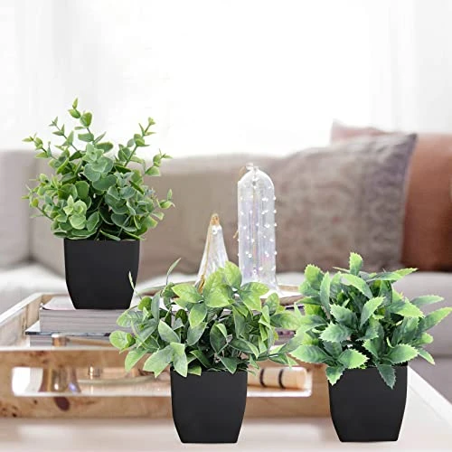 LELEE 8pcs Artificial Potted Plants Mini Fake Potted Plants, Small Eucalyptus Potted Faux Decorative Grass Plant With Black Pot For Home Decor, Indoor, Office, Desk, Table, Shelf Decoration 7 LELEE 8pcs Artificial Potted Plants Mini Fake Potted Plants, Small Eucalyptus Potted Faux Decorative Grass Plant With Black Pot For Home Decor, Indoor, Office, Desk, Table, Shelf Decoration - Image 5