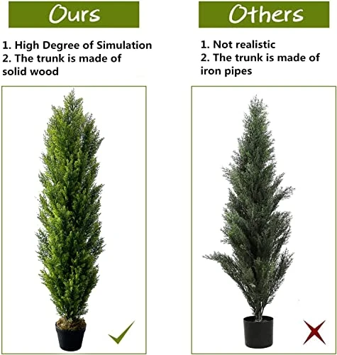 I.C.ELAINE 5 Foot Topiary Trees Artificial Outdoor 2 Pack Large Cedar Pine Fake Plants UV Rated 5ft Faux Topiary Bushes And Shrubs Set Of 2 For Home Indoor Front Porch Patio Decor 4 I.C.ELAINE 5 Foot Topiary Trees Artificial Outdoor 2 Pack Large Cedar Pine Fake Plants UV Rated 5ft Faux Topiary Bushes And Shrubs Set Of 2 For Home Indoor Front Porch Patio Decor - Image 2