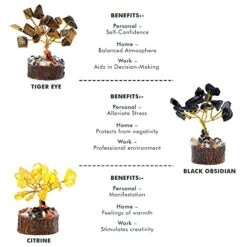 Handcrafted Healing Crystal Trees (Set Of 12), Bonsai Tree For Positive Energy & Chakra Balance, Feng Shui Tree Of Life, Perfect Home/Desk Decor, Reiki Good Luck Crystal Gifts By KarmaPledge -Artificial Trees Store 51UdbS5Y0nL