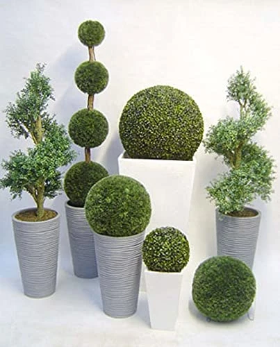 MODEENI Boxwood Topiary Ball 11 Inch Green Artificial Plant Real Look Home Decor Indoor/Outdoor For Porch Patio Or Wedding Round Bush Shrub, Modern Fresh With Hanging Chain 6 MODEENI Boxwood Topiary Ball 11 Inch Green Artificial Plant Real Look Home Decor Indoor/Outdoor For Porch Patio Or Wedding Round Bush Shrub, Modern Fresh With Hanging Chain - Image 4