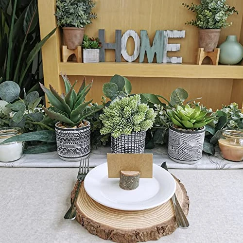 Winlyn Set Of 3 Assorted Small Potted Succulents Arrangement Artificial Succulent Plants In Black And White Geometric Pots For Table Centerpiece Windowsill Shelf Indoor Outdoor Garden Greenery Decor 5 Winlyn Set Of 3 Assorted Small Potted Succulents Arrangement Artificial Succulent Plants In Black And White Geometric Pots For Table Centerpiece Windowsill Shelf Indoor Outdoor Garden Greenery Decor - Image 3