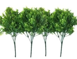 LoveniMen Artificial Shrubs, Plastic Plants Simulation Fake Bushes Wedding Outdoor Indoor Home Garden Verandah Kitchen Parterre Office Table Centerpieces Arrangements Decoration Green 4pcs