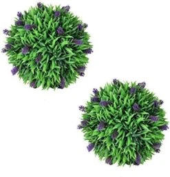 VidaXL Set Of 2 Artificial Boxwood Ball With Lavender Topiary Hanging Floral Decor Realistic Fake Plant Bush Tree Outdoor Indoor 11.8" -Artificial Trees Store 51WXbS8K2L. AC