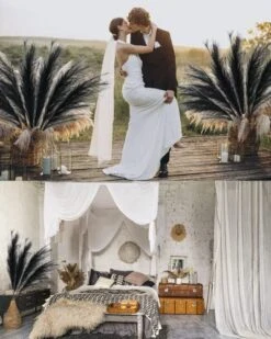 Tall 43'' Black 3-pcs Artificial Faux Pampas Grass Tall, Decor For Living Room / Wedding Decoration Floor Vase Filler 11 Tall 43'' Black 3-pcs Artificial Faux Pampas Grass Tall, Decor For Living Room / Wedding Decoration Floor Vase Filler -Artificial Trees Store 51Wy7xH1TbL