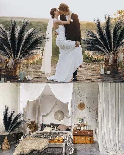 Tall 43'' Black 3-pcs Artificial Faux Pampas Grass Tall, Decor For Living Room / Wedding Decoration Floor Vase Filler 6 Tall 43'' Black 3-pcs Artificial Faux Pampas Grass Tall, Decor For Living Room / Wedding Decoration Floor Vase Filler - Image 4