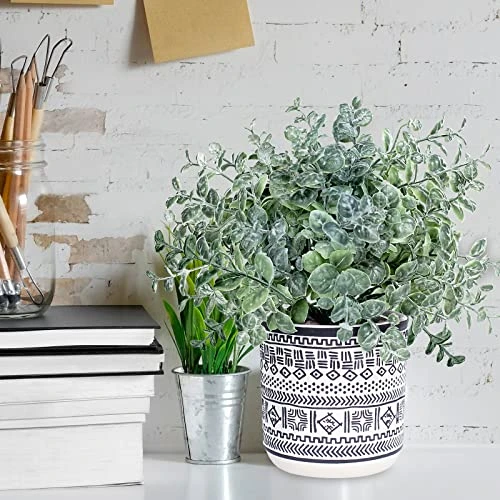 Set Of 3 Assorted Small Potted Plants Fake Eucalyptus Rosemary Plants In Black & White Geometric Concrete Ceramic Pots For Table Centerpiece Desk Shelf Kitchen Office Indoor Outdoor Greenery Decor 8 Set Of 3 Assorted Small Potted Plants Fake Eucalyptus Rosemary Plants In Black & White Geometric Concrete Ceramic Pots For Table Centerpiece Desk Shelf Kitchen Office Indoor Outdoor Greenery Decor - Image 6
