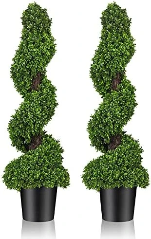 Horjamy 3 Foot Artificial Spiral Boxwood Topiary Trees In Black Ceramic Pot For Indoor And Outdoor Porch Decor(2 Pack) 8 Horjamy 3 Foot Artificial Spiral Boxwood Topiary Trees In Black Ceramic Pot For Indoor And Outdoor Porch Decor(2 Pack) - Image 6