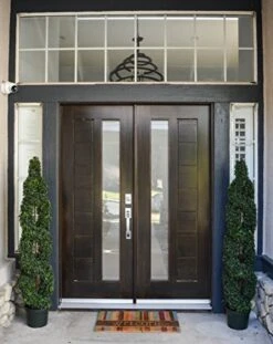 Admired By Nature 2 X 5' Artificial Boxwood Leave Double Spiral Topiary Plant Tree In Plastic Pot, Green, Twin Pack, 2 Count