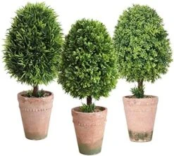 （3 Pack） Faux Small Topiary Tree In Stone Basin 13inchs Height Artificial Boxwood Tree Grass Potted Faux Plant For Home Office Table Desk Shelves Decor -Artificial Trees Store 51XclB84qyL. AC