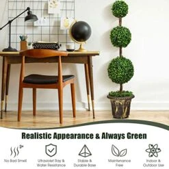Goplus 4 Ft Artificial Boxwood Topiary Tree, Fake Greenery Plants Ball Tree, Leaves & Cement-Filled Plastic Flower Pot Decorative Trees For Home Office Indoor Outdoor -Artificial Trees Store 51Y1kBMB3AL