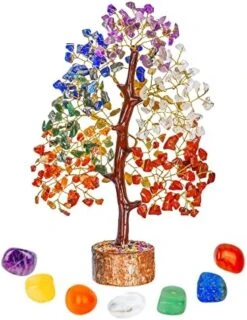 FASHIONZAADI Seven Chakra Tree - Crystal Gifts - Crystal Tree Of Life - Tree Of Life Decor - Gem Tree - Luck Crystal - Tree Of Life Chakra Stones - Crystal Bonsai Tree - Crystal For Desk - Money Tree -Artificial Trees Store 51YAxqZGeQL. AC