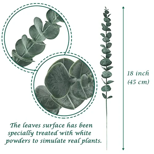 Tiyard 12pcs Eucalyptus Stems 18" Tall Artificial Eucalyptus Leaves Greenery Decor Faux Eucalyptus Real Touch For Wedding Bouquet Centerpiece Home Decor 5 Tiyard 12pcs Eucalyptus Stems 18" Tall Artificial Eucalyptus Leaves Greenery Decor Faux Eucalyptus Real Touch For Wedding Bouquet Centerpiece Home Decor - Image 3