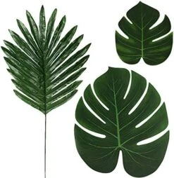86Pcs 8Kinds Artificial Tropical Palm Leaves Jungle Safari Leaves Faux Plant Golden Leaves Decorations For Hawaiian Beach Birthday Luau Party Table Decorations -Artificial Trees Store 51YDdi91IRL. AC