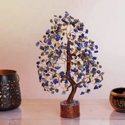 JAGASY Lapis Lazuli - Crystal Tree Of Life - Gemstone Money Tree - Holistic Gifts For Women - Crystal Bonsai Tree - Desk Decorations For Women Office - Meditation Decor - Good Luck Spiritual Gift -Artificial Trees Store 51YV67gAHzL