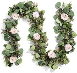 Miracliy 6 Ft Eucalyptus Garland With Flowers, Lambs Ear Greenery White Roses Flower Garland Fake Vines For Wedding Boho Table Mantle Backdrop Party Farmhouse Home Decor 21 Miracliy 6 Ft Eucalyptus Garland With Flowers, Lambs Ear Greenery White Roses Flower Garland Fake Vines For Wedding Boho Table Mantle Backdrop Party Farmhouse Home Decor -Artificial Trees Store 51YdaozSoPL. AC