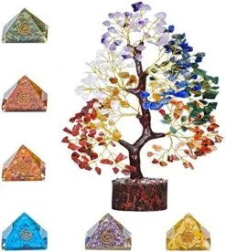 FASHIONZAADI Seven Chakra Tree - Crystal Gifts - Crystal Tree Of Life - Tree Of Life Decor - Gem Tree - Luck Crystal - Tree Of Life Chakra Stones - Crystal Bonsai Tree - Crystal For Desk - Money Tree -Artificial Trees Store 51Yyer0a VL. AC