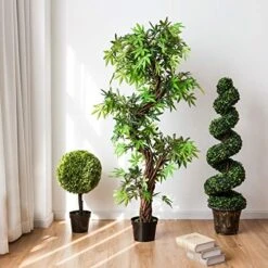 GOPLUS 4 Ft Artificial Boxwood Spiral Topiary Tree, Fake Greenery Plants, Leaves & Cement-Filled Plastic Flower Pot Decorative Trees For Porch Home Office Indoor Outdoor 13 GOPLUS 4 Ft Artificial Boxwood Spiral Topiary Tree, Fake Greenery Plants, Leaves & Cement-Filled Plastic Flower Pot Decorative Trees For Porch Home Office Indoor Outdoor -Artificial Trees Store 51Z3aBTuxLL