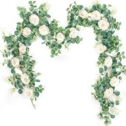 Der Rose 2 Pack 13Ft Artificial Eucalyptus Flower Garland With Fake Rose Flower Vine Seeded Eucalyptus Leaves Greenery Garland For Wedding Table Runner Backdrop Party Centerpiece Room Decor (White) 29 Der Rose 2 Pack 13Ft Artificial Eucalyptus Flower Garland With Fake Rose Flower Vine Seeded Eucalyptus Leaves Greenery Garland For Wedding Table Runner Backdrop Party Centerpiece Room Decor (White) -Artificial Trees Store 51Z3jRZ72fL. AC