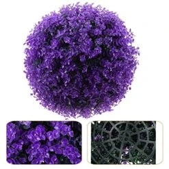 EXCEART Faux Foliage Artificial Topiary Balls Ceiling Topiary Ball Eucalyptus Leaf Grass Ball Faux Decorative Balls For Backyard Balcony Garden Wedding And Home Purple Decorative Boxwood -Artificial Trees Store 51ZTcjKP9kL