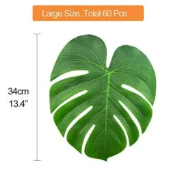 KUUQA 60 Pcs Large 13" Tropical Leaves Artificial Green Monstera Leaves Palm Leaf For Luau Party Hawaiian Aloha Tiki Theme Safari Jungle BBQ Birthday Party Decoration Supplies 8 KUUQA 60 Pcs Large 13" Tropical Leaves Artificial Green Monstera Leaves Palm Leaf For Luau Party Hawaiian Aloha Tiki Theme Safari Jungle BBQ Birthday Party Decoration Supplies -Artificial Trees Store 51ZwdswbCRL