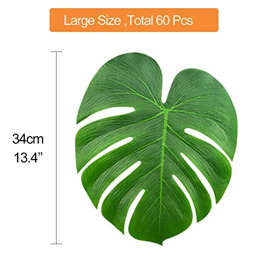 KUUQA 60 Pcs Large 13" Tropical Leaves Artificial Green Monstera Leaves Palm Leaf For Luau Party Hawaiian Aloha Tiki Theme Safari Jungle BBQ Birthday Party Decoration Supplies 4 KUUQA 60 Pcs Large 13" Tropical Leaves Artificial Green Monstera Leaves Palm Leaf For Luau Party Hawaiian Aloha Tiki Theme Safari Jungle BBQ Birthday Party Decoration Supplies - Image 2