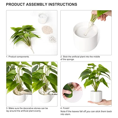 Mkono Fake Plants In Ceramic Pot, 11" Potted Artificial Plants For Home Decor Indoor Faux Green Leaf Plant With Modern White Planter For Desk Shelf Office Room Decoration (Pothos) 6 Mkono Fake Plants In Ceramic Pot, 11" Potted Artificial Plants For Home Decor Indoor Faux Green Leaf Plant With Modern White Planter For Desk Shelf Office Room Decoration (Pothos) - Image 4