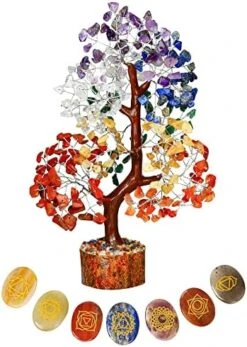 FASHIONZAADI Seven Chakra Tree - Crystal Gifts - Crystal Tree Of Life - Tree Of Life Decor - Gem Tree - Luck Crystal - Tree Of Life Chakra Stones - Crystal Bonsai Tree - Crystal For Desk - Money Tree -Artificial Trees Store 51aepLFnbpL. AC