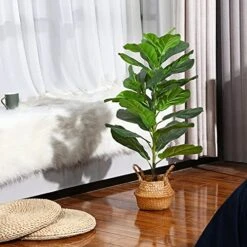 MOSADE Artificial Fiddle Leaf Fig Tree 37" Fake Potted Ficus Lyrata Plant With Handmade Seagrass Basket, Perfect Faux Plants Home Décor For Indoor Outdoor Office Porch Balcony Bedroom Bathroom Gift -Artificial Trees Store 51anLPAlGXL