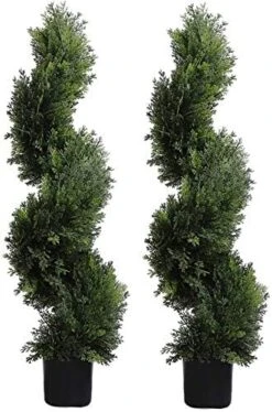 3 Foot Topiary Tree Artificial Plants Cypress Leave Spiral Plant Faux Fake Spiral Trees For Decor In Plastic Pot Green, 35Inchs- Set Of 2 -Artificial Trees Store 51bCyDMXdpL. AC