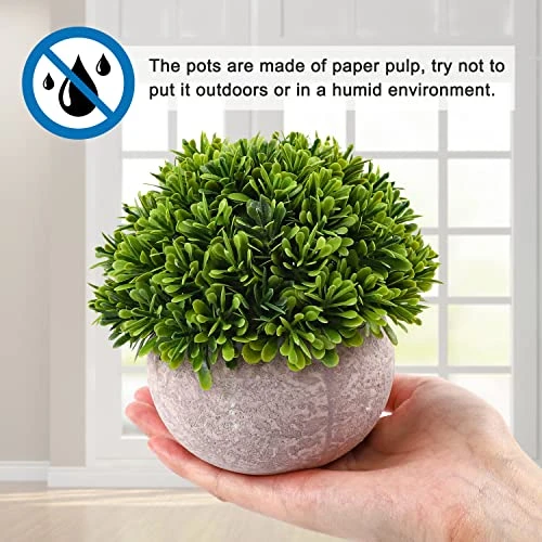 CEWOR 4pcs Small Artificial Plants, Fake Plants For Office Desk Bathroom Home Decoration, Mini Faux Topiary Shrubs 5 CEWOR 4pcs Small Artificial Plants, Fake Plants For Office Desk Bathroom Home Decoration, Mini Faux Topiary Shrubs - Image 3