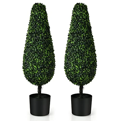 Goplus 3ft Artificial Boxwood Tower Topiary Trees, 2 Pack Faux Decorative Plants In Cement-Filled Plastic Pot, Fake Greenery Plants For Indoor Outdoor Home Office Garden Porch Decor 3 Goplus 3ft Artificial Boxwood Tower Topiary Trees, 2 Pack Faux Decorative Plants In Cement-Filled Plastic Pot, Fake Greenery Plants For Indoor Outdoor Home Office Garden Porch Decor