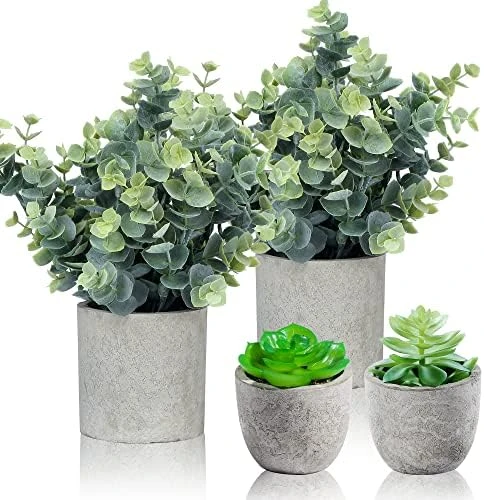 Flojery Mini Potted Plants Artificial Eucalyptus Boxwood Rosemary Greenery In Pots Faux Potted Herbs Small House Plants 8.3"-9" Tall For Indoor Greenery Tabletop Décor Centerpiece (Sprayed Eucalyptus) 7 Flojery Mini Potted Plants Artificial Eucalyptus Boxwood Rosemary Greenery In Pots Faux Potted Herbs Small House Plants 8.3"-9" Tall For Indoor Greenery Tabletop Décor Centerpiece (Sprayed Eucalyptus) - Image 5