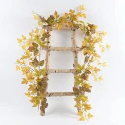 Violinak 1 Pack Fall Garland Maple Leaf, 5.9Ft/Piece Artificial Topiaries, Artificial Autumn Foliage Garland Thanksgiving Decor For Home Wedding Fireplace Party Halloween. Artificial Boxwood Balls.