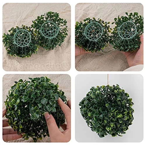 Framendino, 4 Pack 6 Inch Artificial Plant Topiary Ball Faux Boxwood Green Round Hanging Balls For Home Decor 5 Framendino, 4 Pack 6 Inch Artificial Plant Topiary Ball Faux Boxwood Green Round Hanging Balls For Home Decor - Image 3
