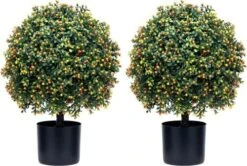 Two 24''T Artificial Boxwood Topiary Ball, 16 Inches Wide Potted Plant UV Resistance, For Indoor Outdoor Home Garden Decor 14 Two 24''T Artificial Boxwood Topiary Ball, 16 Inches Wide Potted Plant UV Resistance, For Indoor Outdoor Home Garden Decor -Artificial Trees Store 51dToGpt CL. AC