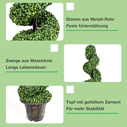 GENERIC Aurcs 4 Ft Artificial Boxwood Spiral Topiary Tree, Fake Plant Decor In Plastic Pot W/ Realistic Leaves & Twined Branches, Sturdy Steel Frame, Faux Potted Plants For Home, Office, Front Porch (1) 7 GENERIC Aurcs 4 Ft Artificial Boxwood Spiral Topiary Tree, Fake Plant Decor In Plastic Pot W/ Realistic Leaves & Twined Branches, Sturdy Steel Frame, Faux Potted Plants For Home, Office, Front Porch (1) - Image 5