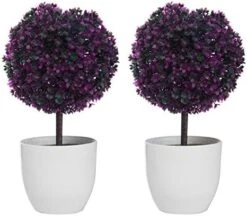 MyGift Tabletop Artificial Topiary Indoor Decor, Fake Plants Faux Purple Boxwood Ball Tree With White Planter Pots, Set Of 2 12 MyGift Tabletop Artificial Topiary Indoor Decor, Fake Plants Faux Purple Boxwood Ball Tree With White Planter Pots, Set Of 2 -Artificial Trees Store 51dZ bsPXlL. AC